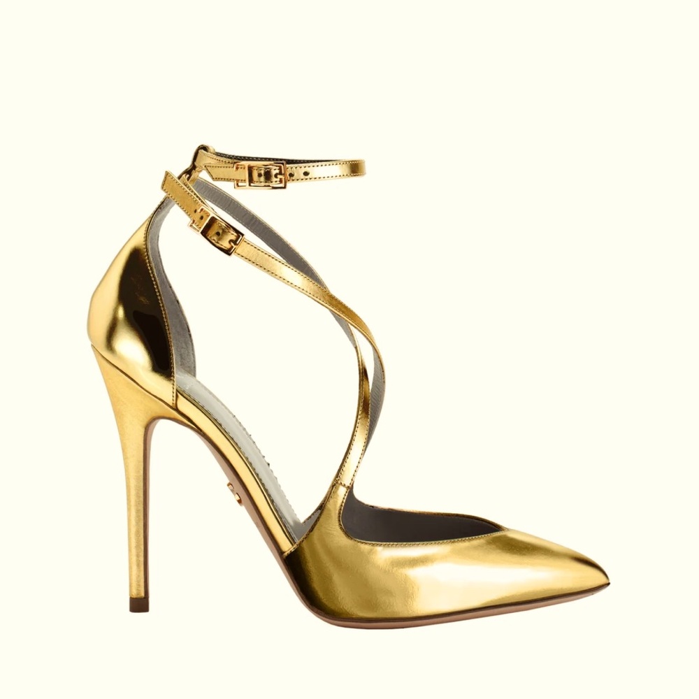 MONIKA CHIANG CAROLLA MIRRORED GOLD LEATHER PUMPS